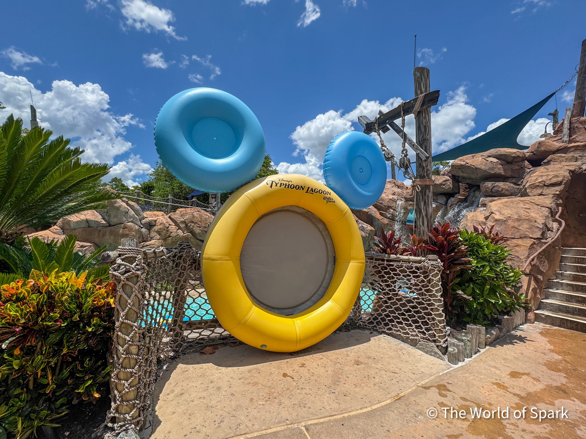 Life rafts in the shape of a Mickey Mouse head at Typhoon Lagoon in Walt Disney World.