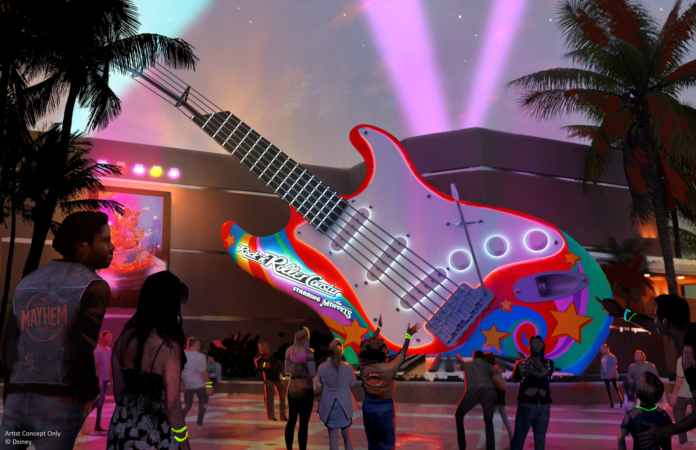 Concept art of the exterior to Rock 'n' Roller Coaster Starring the Muppets